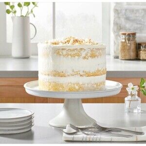 11" Modern Rim Stoneware Cake Stand Cream - Hearth & Hand with Magnolia …